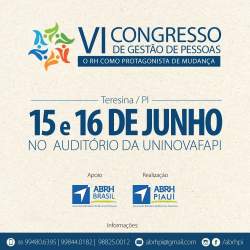 Teresina sedia no dias 15 e 16 de junho o VI Congresso de Gesto de Pessoas